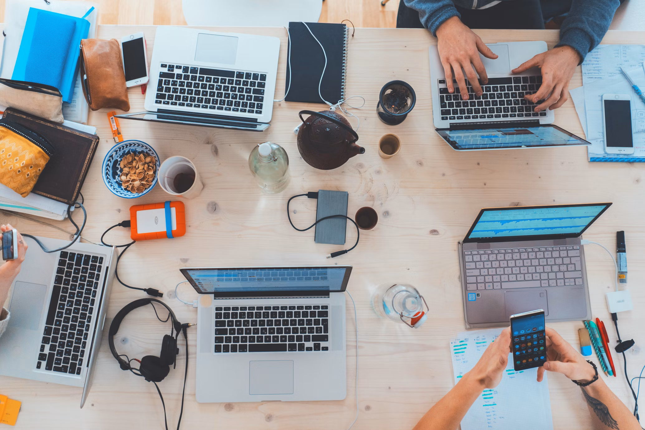 A team of developers collaborating on a project